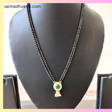 Green Kundan pendent Double lined mangalsutra