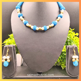 Blue cotton Bead Necklace