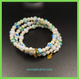 Crackle & Pearl Bead Blue Bracelet