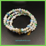 Crackle & Pearl Bead Blue Bracelet