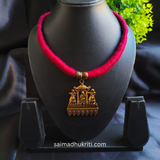 Red Cotton Hasli with Pendent