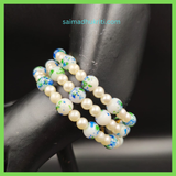 Crackle & Pearl Bead Blue Bracelet