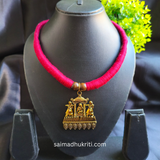 Red Cotton Hasli with Pendent