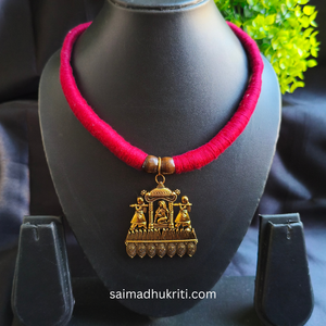 Red Cotton Hasli with Pendent