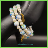 Crackle & Pearl Bead Blue Bracelet