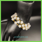 White Jelly Bead and Golden Seed bead Bracelet
