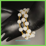 White Jelly Bead and Golden Seed bead Bracelet